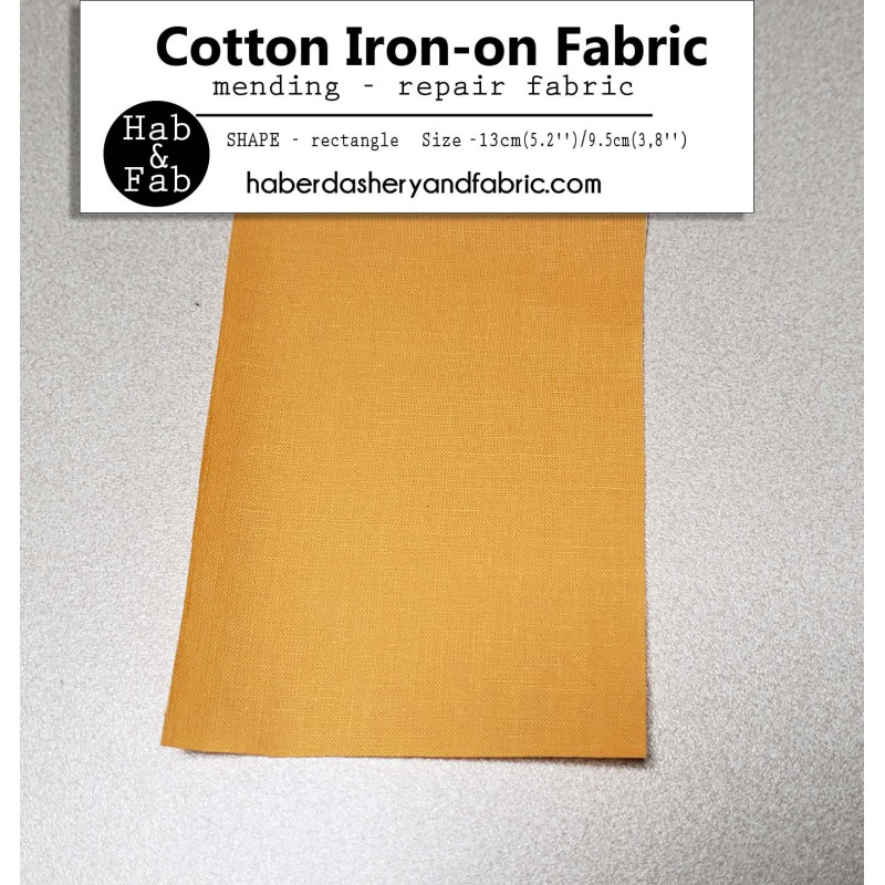 Iron-on repair fabric sheet - light orange color, the patch is 10/14,5cm size