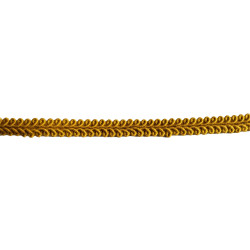 Scroll upholstery braid, 9mm wide  in  gold color, on white background