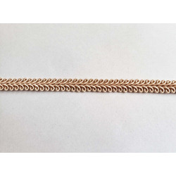 Upholstery braid, 9mm wide  in light beige color, close up on the braid