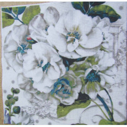 The ready cotton panel, printed with white camellias