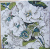 The ready cotton panel, printed with white camellias
