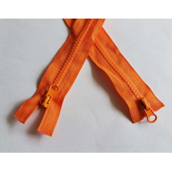 double slider zip - orange color - chunky type - 100cm long