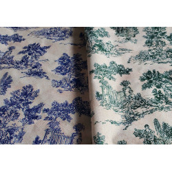 Toile de Jouy - navy on linen look - Water-resistant fabric