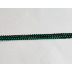 Upholstery braid, 9mm wide  in dark green color, close up on the braid