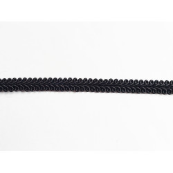 Upholstery braid, 9mm wide  in black color, close up on the braid