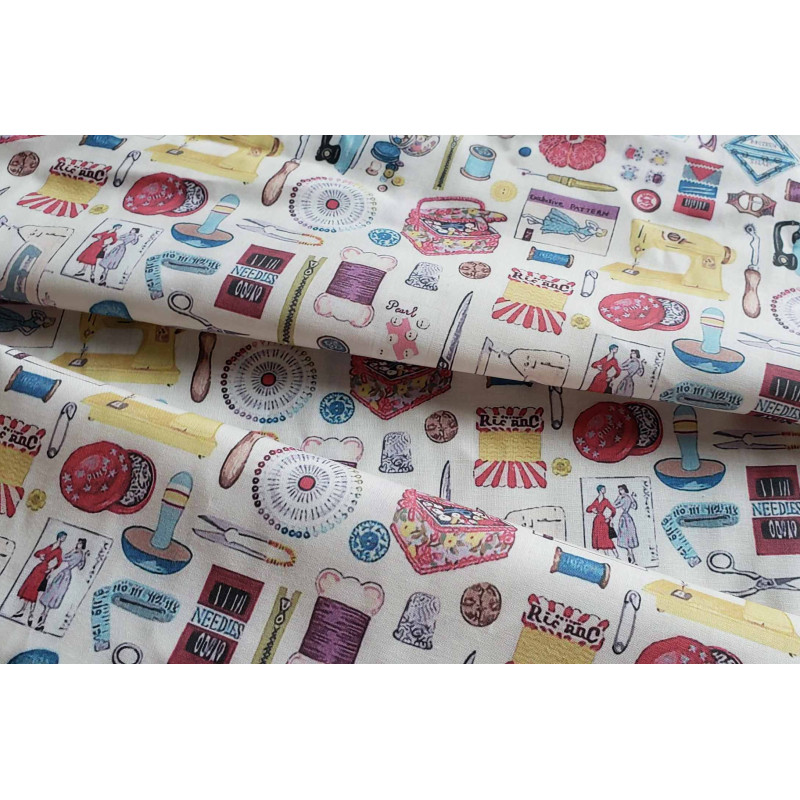 Vintage sewing elements -medium-weight cotton, the fabric across with the fold