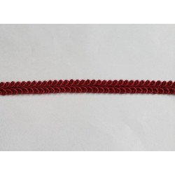 Scroll upholstery braid, 9mm wide  in wine color, on a white background