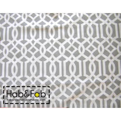Imperial Trellis pattern  - Grey&White - 100% Cotton, medium weight cotton fabric