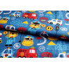 Hippo on dark blue - medium cotton fabric, the capture with the fold