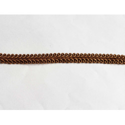 Upholstery braid, 9mm wide  in bronze color, close up on the braid