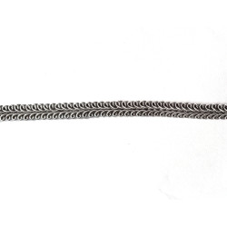 Upholstery braid, 9mm wide  in silver grey color, close up on the braid