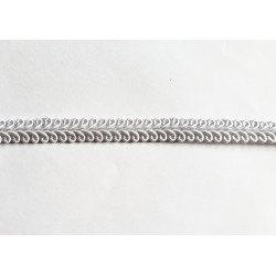 Upholstery braid, 9mm wide  in white color, close up on the braid