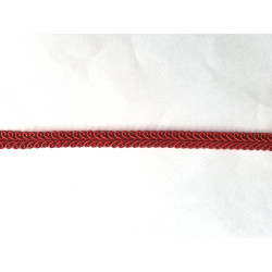 Upholstery braid, 9mm wide  in red color, close up on the braid