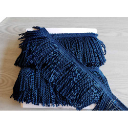 Thick bullion fringing - 125mm (5'') in navy color, luxury trim for upholstery