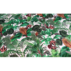 Palm paradise - beige background, printed velvet fabric, capture on full width of the fabric