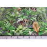 Palm paradise on dark grey background, printed velvet fabric, capture with measuring tape