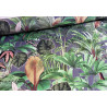 Palm paradise on dark grey background, printed velvet fabric, capture with the fold