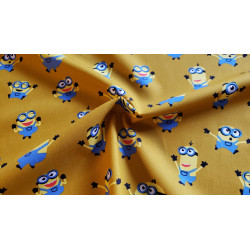 Little Minions on mustard  - medium cotton fabric, the capture with the twist