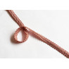 Silky gimp braid 9mm - scroll - dusky pink color, twisted on the white background