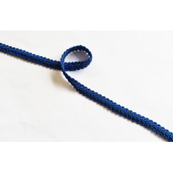 Upholstery braid, 9mm wide  in royal blue color, close up on the braid