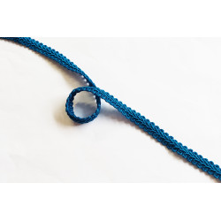 Upholstery braid, 9mm wide  in intense turquoise color, close up on the braid