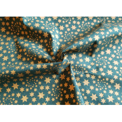 Metallic gold stars on the dark green - 100% Cotton fabric, the capture with the twist
