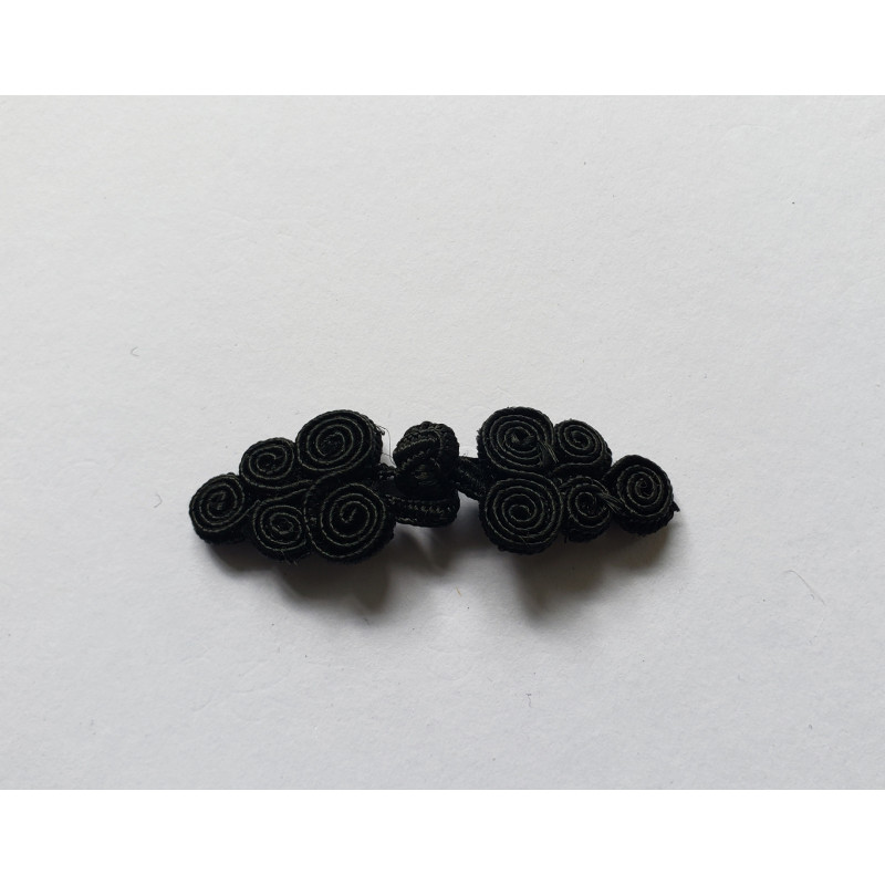 Chinese frog fastener in black color on white background