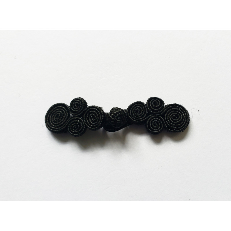 Chinese frog fastener in black color on white background