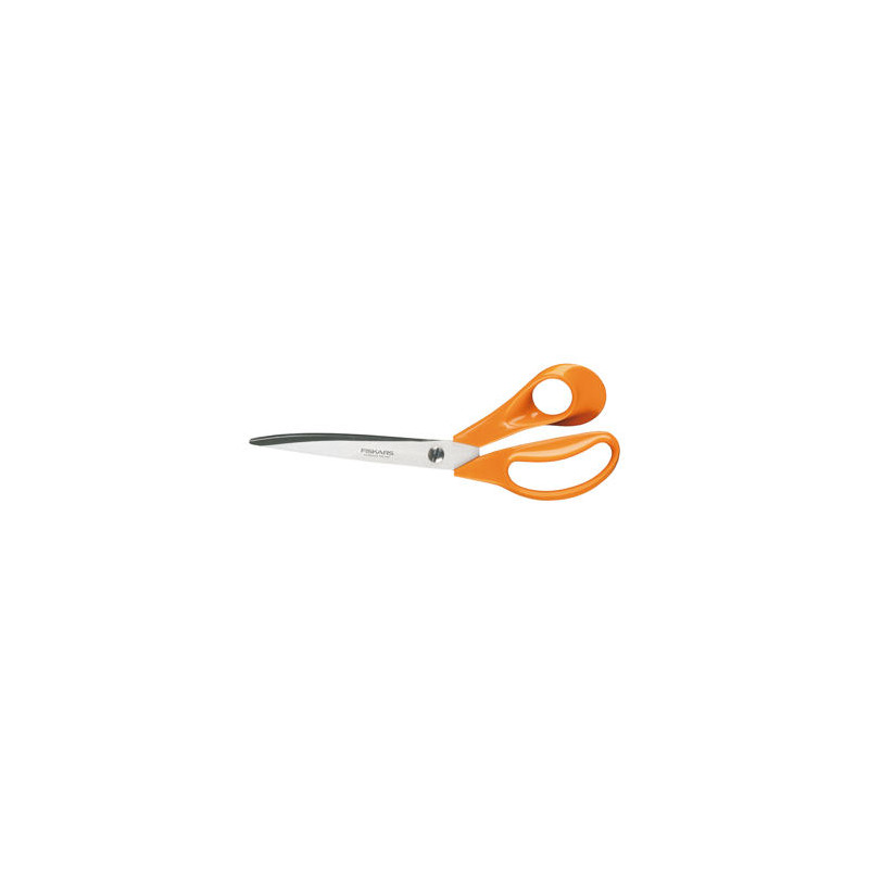 Classic dressmaking scissors 25cm long from Fiscars brand, on the white background