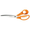 Classic dressmaking scissors 25cm long from Fiscars brand, on the white background