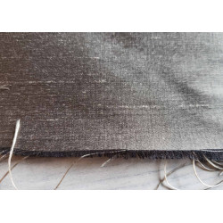 Two-tone Dupion silk fabric - slate/khaki color, the capture of fabric fabric edge, showing the weave of the fabric