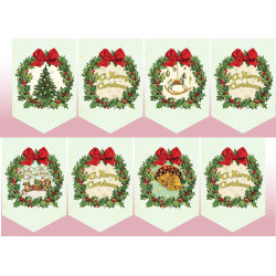 Christmas bunting panel- Christmas wreath, placed on the white background