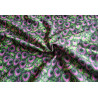 Peacock feathers green/fuchsia - flock velvet fabric in purple and green colors, the capture of the fabric with the twist