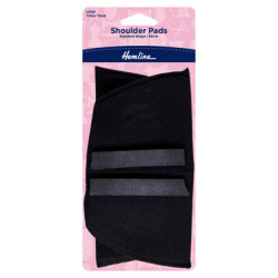 Black shoulder pads- Standard Set-In- Large. Pads are in black, the full package on white background