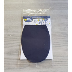 Iron-on cotton elbow patches - navy, placed on the table