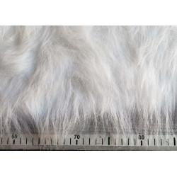 Luxury long pile faux fur fabric - ivory color with measuring tape