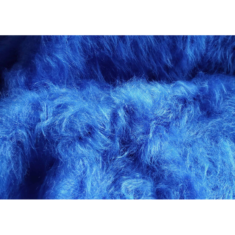 Long pile faux fur fabric - royal blue