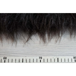 Luxury long pile faux fur fabric - black color with measuring tape