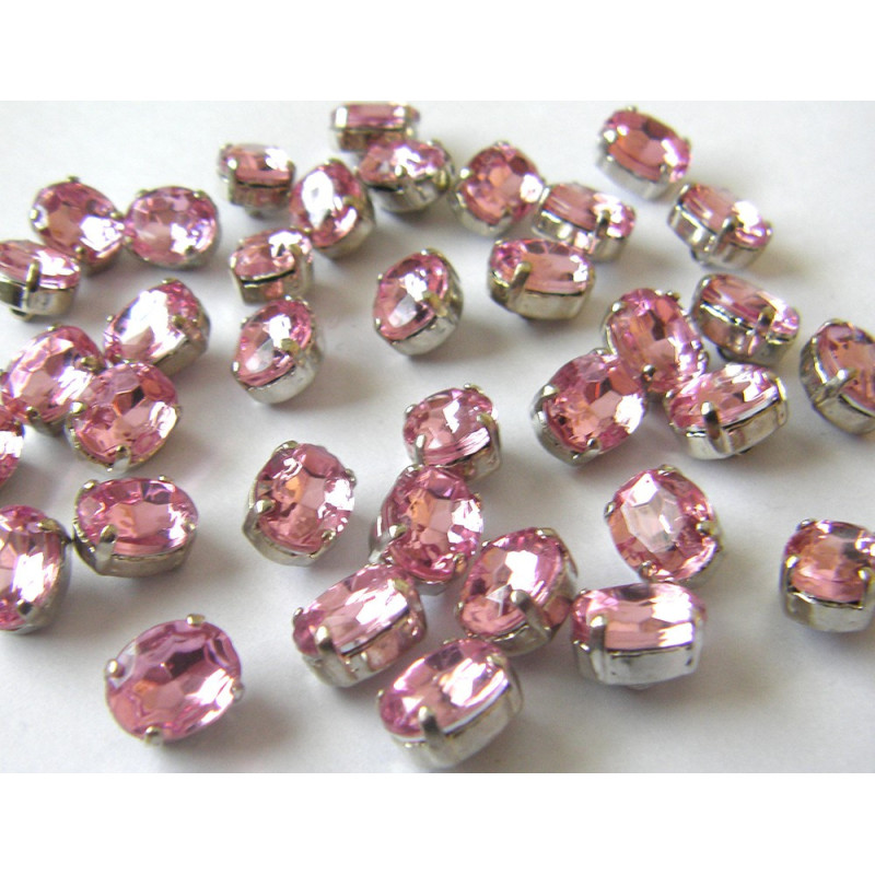 crystal glass buttons - pink - small
