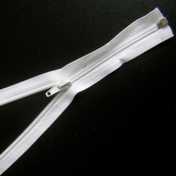 open- ended plastic coil zip - white 40cm on black background