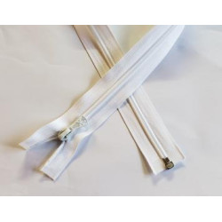 open- ended plastic coil zip - white 65cm on white background