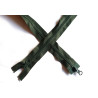 double slider chunky zip , hunter green color, 100cm long, crossed on a white background