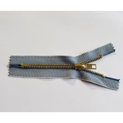 Metal, closed-end zip jeans,12cm (4,8'') long - herringbone denim color tape and brass teeth