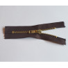 Metal, closed-end zip jeans, 10cm (4'') long - brown color tape and brass teeth