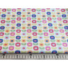 Multiflower white -medium-weight cotton with Scandinavian-style small flowers, the fabric with measuring tape