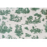 Toile de Jouy -  dark green on white - medium-weight cotton fabric,the pattern close up
