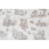 Toile de Jouy -  grey on white - medium-weight cotton fabric,the pattern close up