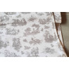 Toile de Jouy -  grey on white - medium-weight cotton fabric, the fabric view with the fold