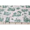 Toile de Jouy -  dark green on grey - medium-weight cotton fabric, the pattern  with the ruler