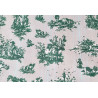 Toile de Jouy -  dark green on grey - medium-weight cotton fabric,the pattern close up